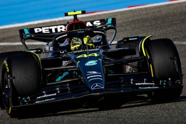 BAHRAIN - Lewis Hamilton (Mercedes) during the first free practice session at the Bahrain International Circuit in the Sakhir desert area ahead of the Bahrain Grand Prix. ANP SEM VAN DER WAL F1 Grand Prix of Bahrain - Practice 2023 xVIxANPxSportx xxANPxIVx 464066481 originalFilename: 464066481.jpg
