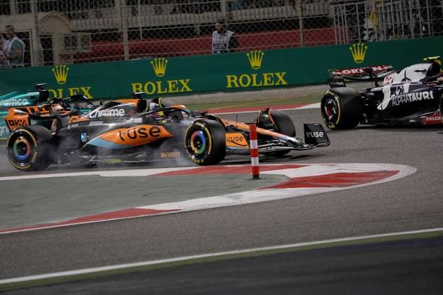 Formula 1 Gulf Air Bahrain Grand Prix 2023 03 03 2023, Bahrain International Circuit, Sakhir, Formula 1 Gulf Air Bahrain Grand Prix 2023 ,in picture Yuki Tsunoda JPN , Scuderia AlphaTauri, Oscar Piastri AUS , McLaren F1 Team, Lance Stroll CAN , Aston Martin Aramco Cognizant Formula One Team nordphotoxGmbHx xBratic nph00250