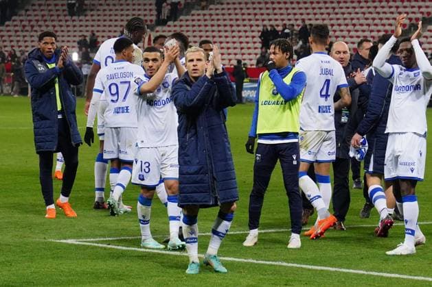 Fußball, OGC Nizza - AJ Auxerre Gauthier Hein (AJ Auxerre) FOOTBALL : OGC Nice vs AJ Auxerre - Ligue 1 Ubereats - Nice - 03 03 2023 NorbertScanella Panoramic 