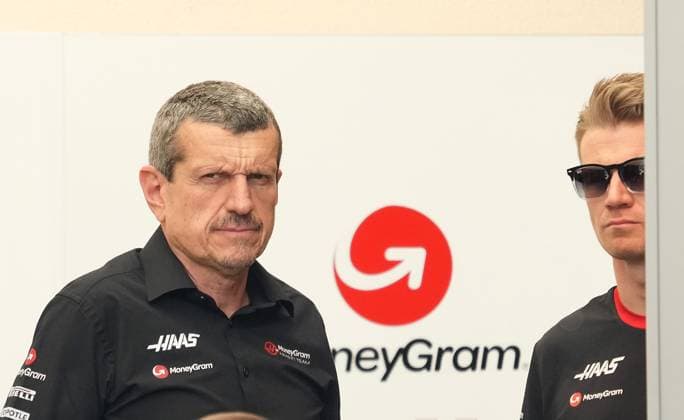 Formula 1 Gulf Air Bahrain Grand Prix 2023 04 03 2023, Bahrain International Circuit, Sakhir, Formula 1 Gulf Air Bahrain Grand Prix 2023 ,in picture Team Principal Günther Steiner Haas F1 Team , Nico Hülkenberg DEU , Moneygram Haas F1 Team nordphotoxGmbHx xBratic nph00250