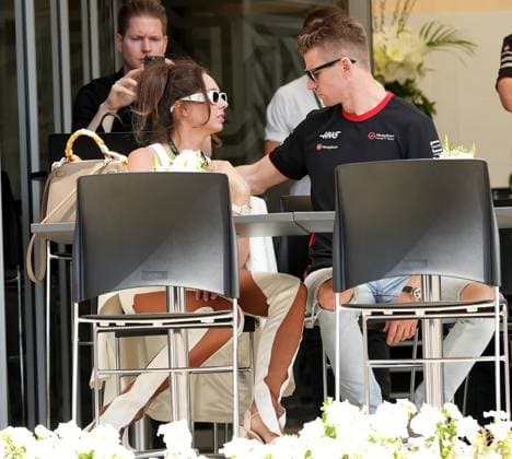 Formula 1 Gulf Air Bahrain Grand Prix 2023 04 03 2023, Bahrain International Circuit, Sakhir, Formula 1 Gulf Air Bahrain Grand Prix 2023 ,in picture Nico Hülkenberg DEU , Moneygram Haas F1 Team with wife Egle Ruskyte nordphotoxGmbHx xBratic nph00250