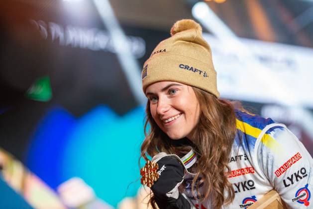 NORDIC SKIING - FIS Nordic WC Planica 2023 KRANJSKA GORA,SLOVENIA,04.MAR.23 - NORDIC SKIING, CROSS COUNTRY SKIING - FIS Nordic World Ski Championships, 30km classic, mass start, ladies, medal plaza, award ceremony. Image shows Ebba Andersson (SWE).  GEPAxpictures xGintarexKarpaviciute