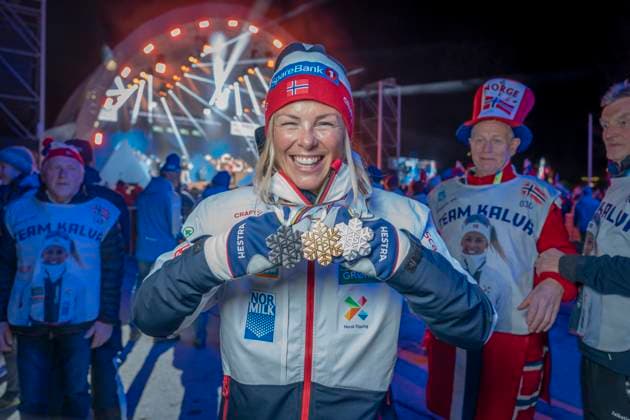 Ski WC 2023 medal ceremony Planica, Slovenia 20230304 Anne Kjersti Kalva from Norway with the medals she has won during the WC after a medal ceremony in Kranjska Gora during the Ski WC 2023 in Planica, Slovenia Photo Heiko Junge NTB Planica Slovenia EDITORIAL USE ONLY RESTRICTED USE FOR BETTING COMPANIES  Copyright: xHeikoxJungex xNTBx