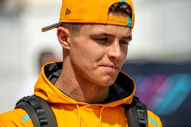 SAKHIR, BAHRAIN: Lando Norris, racing for the McLaren F1 team during the 2023 Formula 1 Bahrain Grand Prix at the Bahrain International Circuit in Sakhir, Bahrain