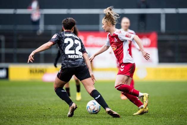 FLYERALARM Women Football Bundesliga, 1 FC Koeln Bayer 04 Leverkusen 05 03 2023 Alexandra Emmerling Bayer 04 Leverkusen, 22 , Weronika Zaistowska 1 FC Koeln, 24 FLYERALARM Women Football Bundesliga, 1 FC Koeln Bayer 04 Leverkusen, Koeln, Geissbockheim DFB REGULATIONS PROHIBIT ANY USE OF PHOTOGRAPHS AS IMAGE SEQUENCES AND OR QUASI VIDEO Copyright: xBEAUTIFULxSPORTS Wunderlx