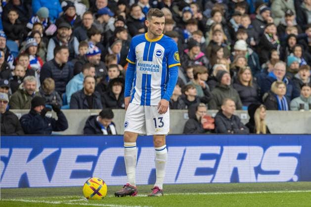 Brighton and Hove Albion v West Ham United Premier League 04 03 2023. Brighton & Hove Albion midfielder Pascal Groß (13) waiting to take the corner kick during the Premier League match between Brighton and Hove Albion and West Ham United at the American Express Community Stadium, Brighton and Hove, England on 4 March 2023. Brighton and Hove American Express Community Stadium East Sussex England Editorial use only DataCo restrictions apply See www.football-dataco.com , Copyright: xJanexStokesx PSI-17009-0209