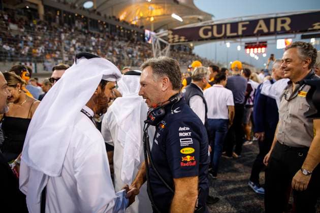 Mohammed Ben Sulayem UAE, FIA President , Christian Horner GBR, Oracle Red Bull Racing , F1 Grand Prix of Bahrain at Bahrain International Circuit on March 5, 2023 in Sakhir, Bahrain Photo by HOCH ZWEI Sakhir Bahrain