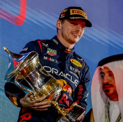 BAHRAIN - Max Verstappen (Red Bull Racing) celebrates victory at the Grand Prix of Bahrain. It is the first race of the 2023 Formula 1 season. ANP SEM VAN DER WAL F1 Grand Prix of Bahrain 2023 xVIxANPxSportx xxANPxIVx 464250269 originalFilename: 464250269.jpg