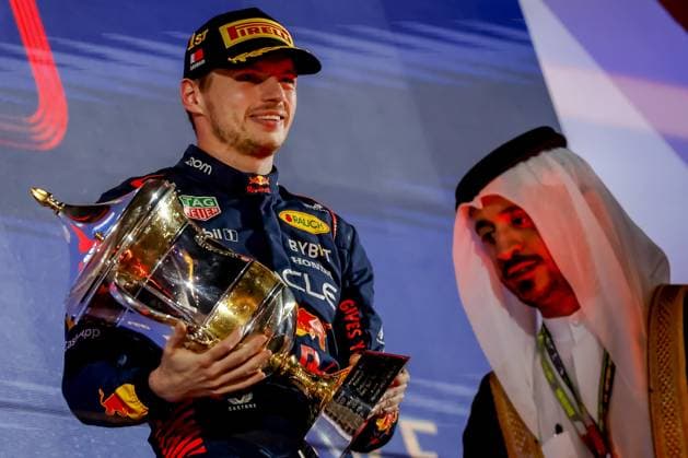 BAHRAIN - Max Verstappen (Red Bull Racing) celebrates victory at the Grand Prix of Bahrain. It is the first race of the 2023 Formula 1 season. ANP SEM VAN DER WAL F1 Grand Prix of Bahrain 2023 xVIxANPxSportx xxANPxIVx 464250364 originalFilename: 464250364.jpg