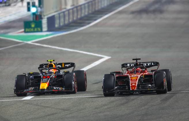 11 Sergio Perez MEX, Oracle Red Bull Racing , 16 Charles Leclerc MCO, Scuderia Ferrari , F1 Grand Prix of Bahrain at Bahrain International Circuit on March 5, 2023 in Sakhir, Bahrain Photo by HOCH ZWEI Sakhir Bahrain