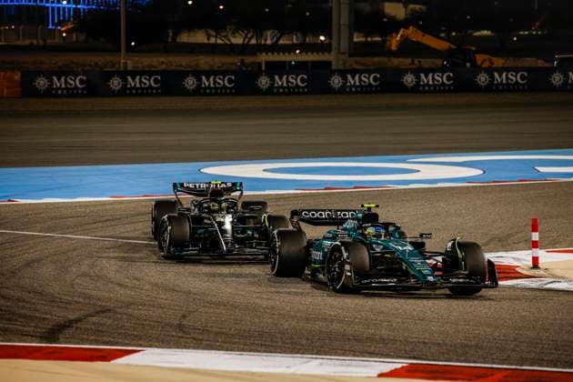 14 Fernando Alonso ESP, Aston Martin Aramco Cognizant F1 Team , 44 Lewis Hamilton GBR, Mercedes AMG Petronas F1 Team , F1 Grand Prix of Bahrain at Bahrain International Circuit on March 5, 2023 in Sakhir, Bahrain Photo by HOCH ZWEI Sakhir Bahrain