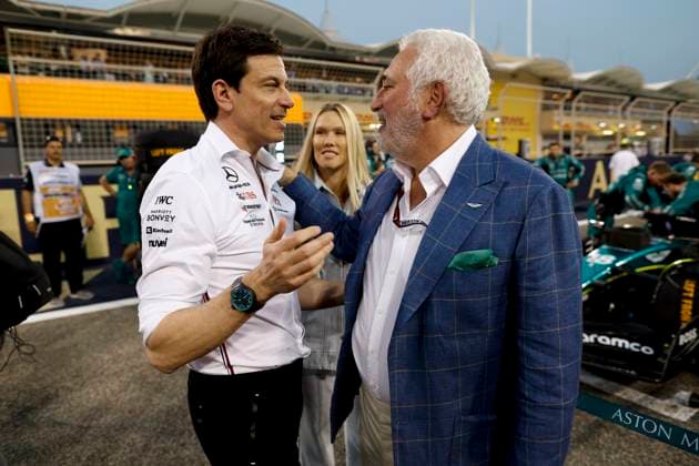 Toto Wolff AUT, Mercedes AMG Petronas F1 Team , Lawrence Stroll CAN, Aston Martin Aramco Cognizant F1 Team , F1 Grand Prix of Bahrain at Bahrain International Circuit on March 5, 2023 in Sakhir, Bahrain Photo by HOCH ZWEI Sakhir Bahrain