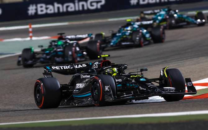 44 Lewis Hamilton GBR, Mercedes AMG Petronas F1 Team , F1 Grand Prix of Bahrain at Bahrain International Circuit on March 5, 2023 in Sakhir, Bahrain Photo by HOCH ZWEI Sakhir Bahrain