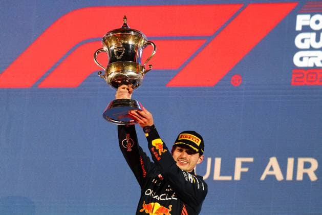 F1 Bahrain Grand Prix 2023 Max Verstappen of Red Bull Racing on the podium after winning F1 Bahrain Grand Prix of 2023 Formula One World Championship, WM, Weltmeisterschaft at Bahrain International Circuit on March 5, 2023 in Sakhir, Bahrain. Sakhir Bahrain  Copyright: xBeataxZawrzelx originalFilename:zawrzel-f1bahrai230305_npXGJ.jpg