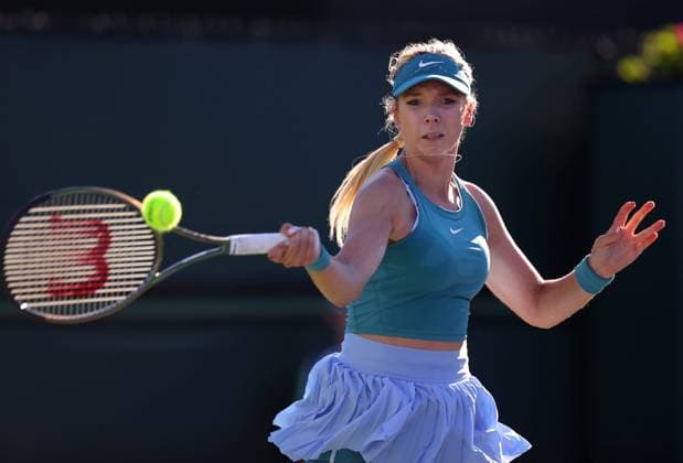 Mandatory Credit: Photo by Ella Ling Shutterstock (13794896a) Katie Boulter of GBR in action BNP Paribas Open, Tennis, Tuesday Practice and Qualifying, Indian Wells Tennis Garden, California, USA- 07 Mar 2023 BNP Paribas Open, Tennis, Tuesday Practice and Qualifying, Indian Wells Tennis Garden, California, USA- 07 Mar 2023  Copyright: xEllaxLing Shutterstockx 13794896a