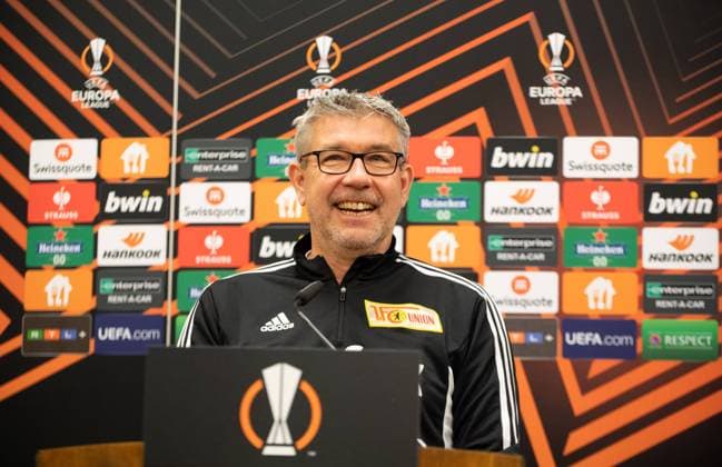 Sport Themen der Woche KW10 Sport Bilder des Tages Fussball, Herren, Saison 2022 2023, Europa League, 1. FC Union Berlin, Pressekonferenz, Trainer Urs Fischer (1. FC Union Berlin), 08.03. 2023, *** Football, men, season 2022 2023, Europa League, 1 FC Union Berlin, press conference, coach Urs Fischer 1 FC Union Berlin , 08 03 2023, Copyright: xSebastianxRäppoldx xMatthiasxKochx