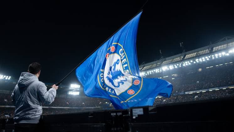 Chelsea FC flag before the match, UK, FC Chelsea London vs Borussia Dortmund, football UEFA Champions League, round of 16 second leg, season 2022 2023, 07 03 2023 UK, FC Chelsea London vs Borussia Dortmund, UEFA Champions League, round of 16 second leg, season 2022 2023, 07 03 2023 London Copyright: xEibner-Pressefoto Memmlerx EP_MMR