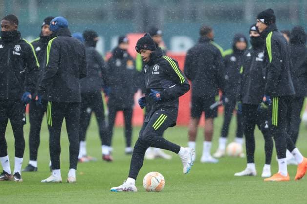 Fußball UEFA Europa League Achtelfinale 1. Spiel Manchester United Training 8. März 2023 UEFA Europa League Achtelfinale 1. Spiel Manchester United Training Fred von Manchester United Foto Simon Stacpoole Abseits Manchester UK  Copyright: xSimonxStacpoolexOffside