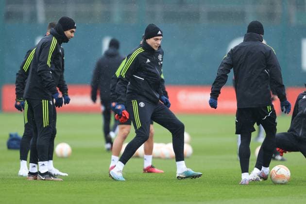 Fußball UEFA Europa League Achtelfinale Manchester United Trainingseinheit 8. März 2023 UEFA Europa League Achtelfinale Manchester United Trainingseinheit Victor Lindelof von Manchester United Foto Simon Stacpoole Abseits Manchester UK  Copyright: xSimonxStacpoolexOffside
