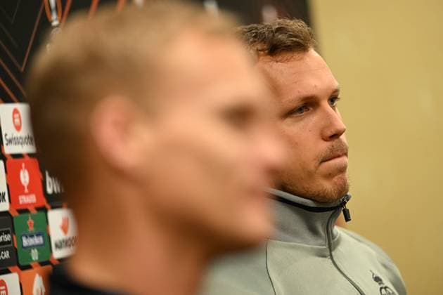 Union s Senne Lynen pictured during a press conference, PK, Pressekonferenz of Belgian soccer team Royale Union Saint-Gilloise, Wednesday 08 March 2023 in Berlin, Germany. Union is preparing for tomorrow s game against German Union Berlin, the first leg of the round of 16 of the UEFA Europa League competition. LAURIExDIEFFEMBACQ  x62127673x