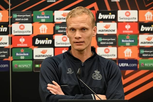 Union s head coach Karel Geraerts pictured during a press conference, PK, Pressekonferenz of Belgian soccer team Royale Union Saint-Gilloise, Wednesday 08 March 2023 in Berlin, Germany. Union is preparing for tomorrow s game against German Union Berlin, the first leg of the round of 16 of the UEFA Europa League competition. LAURIExDIEFFEMBACQ  x62130125x