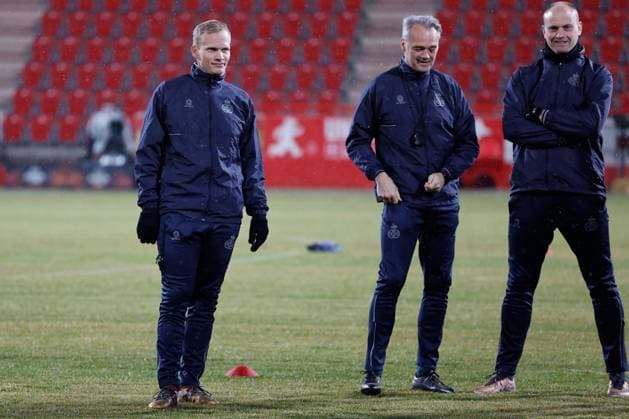 BERLIN, GERMANY - MARCH 08 : Geraerts Karel head coach of Union St-Gilloise pictured during the media activities the day before the UEFA Europa League Round of 16, 1st leg match between Union Berlin and Union SG on March 8, 2023 in Berlin, Germany, 8 03 2023 ( Union Berlin v Union SG - UEFA Europa League - media activities PhotoNews Panoramic 