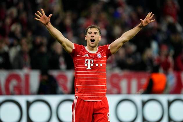 FC Bayern München v Paris Saint-Germain: Round of 16 Second Leg - UEFA Champions League Leon Goretzka central midfield of Bayern Munich and Germany celebrates victory after the UEFA Champions League round of 16 leg two match between FC Bayern München and Paris Saint-Germain at Allianz Arena on March 8, 2023 in Munich, Germany. Munich Germany  Copyright: xJosexBretonx originalFilename:breton-fcbayern230308_npENc.jpg