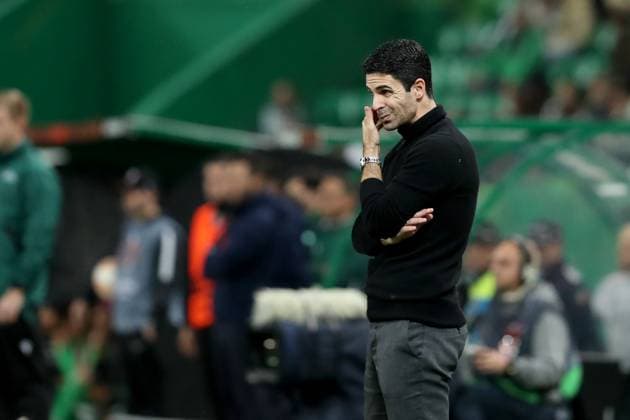 March 9, 2023, Lisbon, Portugal: Arsenal FC s head coach Mikel Arteta reacts during the UEFA Europa League round of 16 leg one football match between Sporting CP and Arsenal FC at Alvalade stadium in Lisbon, Portugal, on March 9, 2023. Lisbon Portugal - ZUMAf123 20230309_zap_f123_023 Copyright: xPedroxFiuzax