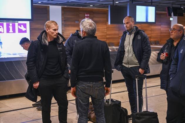 Union s head coach Karel Geraerts pictured waiting at the airport due to a cancelled flight after a soccer game between German Union Berlin and Belgian Royale Union Saint-Gilloise, Thursday 09 March 2023 in Berlin, Germany, the first leg of the round of 16 of the UEFA Europa League competition. LAURIExDIEFFEMBACQ  x62304142x