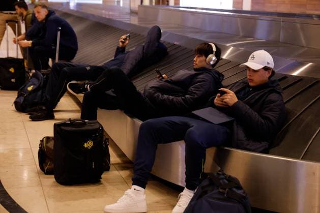BERLIN, GERMANY - MARCH 10 : Machida Koki defender of Union St-Gilloise pictured at Berlin airport after their flight was cancelled after the UEFA Europa League Round of 16, 1st leg match between Union Berlin and Union SG on March 10, 2023 in Berlin, Germany, 10 03 2023 ( Union Berlin v Union SG - UEFA Europa League PhotoNews Panoramic 
