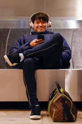 BERLIN, GERMANY - MARCH 10 : Machida Koki defender of Union St-Gilloise pictured at Berlin airport after their flight was cancelled after the UEFA Europa League Round of 16, 1st leg match between Union Berlin and Union SG on March 10, 2023 in Berlin, Germany, 10 03 2023 ( Union Berlin v Union SG - UEFA Europa League PhotoNews Panoramic 