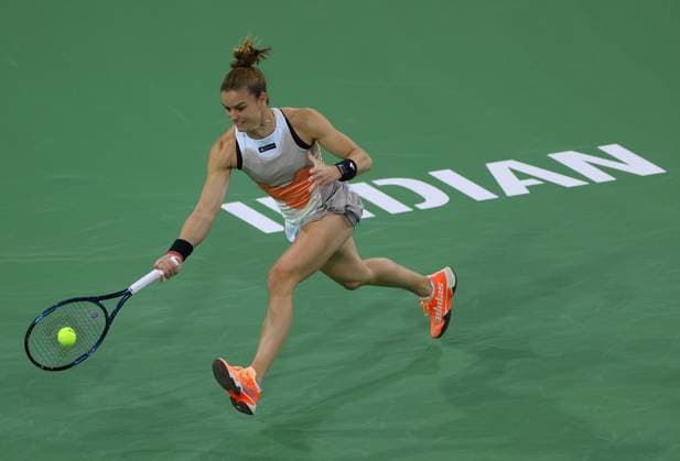 Mandatory Credit: Photo by Ella Ling Shutterstock (13794901cw) Maria Sakkari of Greece in action BNP Paribas Open, Tennis, Day 3, Indian Wells Tennis Garden, California, USA- 10 Mar 2023 BNP Paribas Open, Tennis, Day 3, Indian Wells Tennis Garden, California, USA- 10 Mar 2023  Copyright: xEllaxLing Shutterstockx 13794901cw