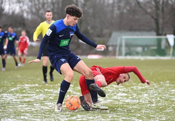 Football, U 17, season 2022 23, B Junior Bundesliga, Staffel Nord Nordost 17 matchday , 1 FC Union Berlin Hertha BSC, v l Selim Telib Hertha , Musa Alkan U17, 1 FC Union , 11 03 2023, Copyright: xMatthiasxKochx