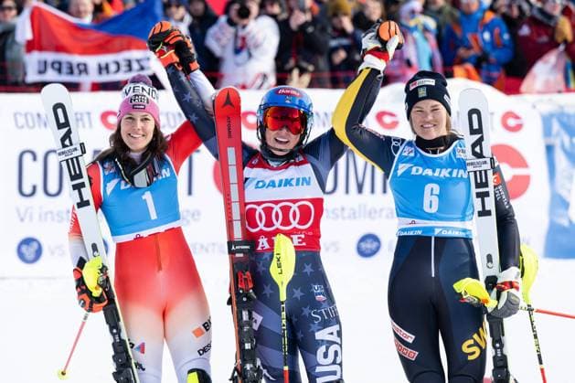 Bilder des Jahres 2023, Sport 03 März Sport Themen der Woche KW10 Sport Bilder des Tages 230311 Wendy Holdener of Switzerland, Mikaela Shiffrin of USA and Anna Swenn Larsson of Sweden celebrate after Women s Slalom during the FIS Alpine World Cup on March 11, 2023 in Are. Photo: Daniel Stiller BILDBYRAN kod DS DS0293 alpint alpine skiing fis world cup Are womens slalom bbeng jubel *** 230311 Wendy Holdener of Switzerland, Mikaela Shiffrin of USA and Anna Swenn Larsson of Sweden celebrate after Women s Slalom during the FIS Alpine World Cup on March 11, 2023 in Are Photo Daniel Stiller BILDBYRAN kod DS DS0293 alpint alpine skiing fis world cup Are womens slalom bbeng jubel,  Copyright: DANIELxSTILLER BB230311DS069