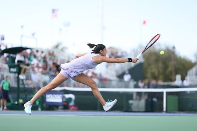 Caroline Garcia in action at the BNP Paribas Open at Indian Wells TENNIS : Indian Wells 2023 AntoineCouvercelle Panoramic 
