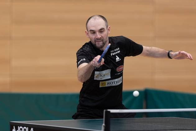 Viacheslaw Krivosheev TTC Fortuna Passau Passau Bavaria Germany Table Tennis Men, 2 Bundesliga, Season 2022 2023 on 12 03 2023 in the New Multipurpose Hall TTC Fortuna Passau vs Hertha BSC Berlin