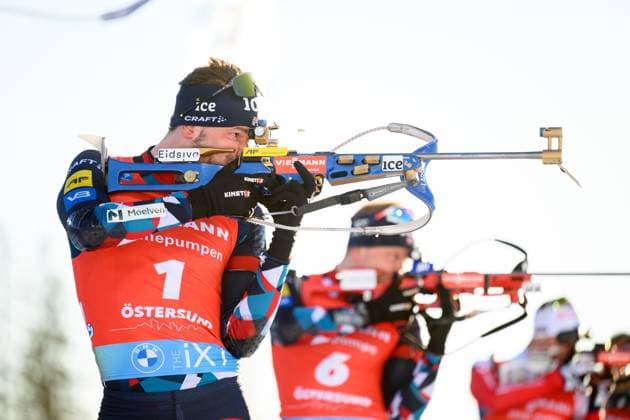 Sport Themen der Woche KW10 230312 Sturla Holm Laegreid of Norway competes in the men s mass start during the IBU World Cup on March 12, 2023 in Östersund. Photo: Carl Sandin BILDBYRAN kod CS CS0370 skidskytte biathlon skiskyting världscupen ibu world cup masstart mass start bbeng norge *** 230312 Sturla Holm Laegreid of Norway competes in the mens mass start during the IBU World Cup on March 12, 2023 in Östersund Photo Carl Sandin BILDBYRAN code CS CS0370 biathlon biathlon biathlon world cup ibu world cup mass start mass start bbeng norge,  Copyright: CARLxSANDIN BB230312CS129