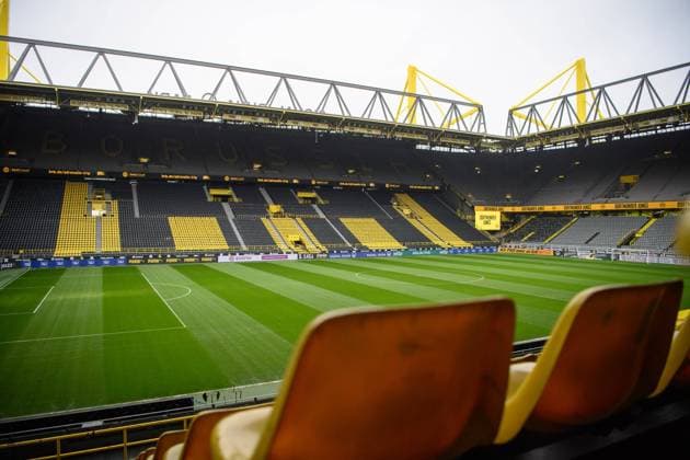 The stadium over 2 hours before kickoff Borussia Dortmund II SG Dynamo Dresden Football 3 Liga Season 2022 2023 26 Matchday Westfalenstadion Dortmund 12 March 2023