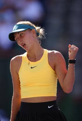Mandatory Credit: Photo by Ella Ling Shutterstock (13795074bp) Anastasia Potapova of Russia celebrates BNP Paribas Open, Tennis, Day 5, Indian Wells Tennis Garden, California, USA- 12 Mar 2023 BNP Paribas Open, Tennis, Day 5, Indian Wells Tennis Garden, California, USA- 12 Mar 2023  Copyright: xEllaxLing Shutterstockx 13795074bp