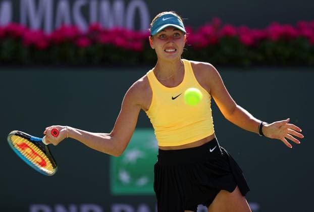 Mandatory Credit: Photo by Ella Ling Shutterstock (13795074bo) Anastasia Potapova of Russia in action BNP Paribas Open, Tennis, Day 5, Indian Wells Tennis Garden, California, USA- 12 Mar 2023 BNP Paribas Open, Tennis, Day 5, Indian Wells Tennis Garden, California, USA- 12 Mar 2023  Copyright: xEllaxLing Shutterstockx 13795074bo