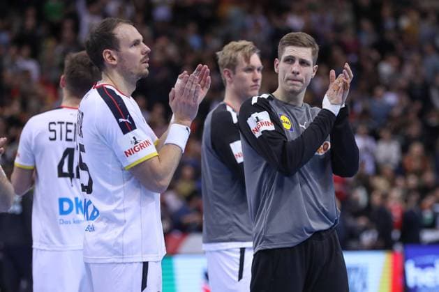12 03 2023, xgox, handball EHF Euro Cup, Germany Denmark emspor, v l Kai Haefner Germany, 25 , Joel Birlehm Germany, 41 Hamburg.