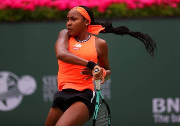 Mandatory Credit: Photo by Ella Ling Shutterstock (13822021s) Coco Gauff of USA in action BNP Paribas Open, Tennis, Day 7, Indian Wells Tennis Garden, California, USA- 14 Mar 2023 BNP Paribas Open, Tennis, Day 7, Indian Wells Tennis Garden, California, USA- 14 Mar 2023  Copyright: xEllaxLing Shutterstockx 13822021s