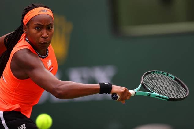 Mandatory Credit: Photo by Ella Ling Shutterstock (13822021t) Coco Gauff of USA in action BNP Paribas Open, Tennis, Day 7, Indian Wells Tennis Garden, California, USA- 14 Mar 2023 BNP Paribas Open, Tennis, Day 7, Indian Wells Tennis Garden, California, USA- 14 Mar 2023  Copyright: xEllaxLing Shutterstockx 13822021t