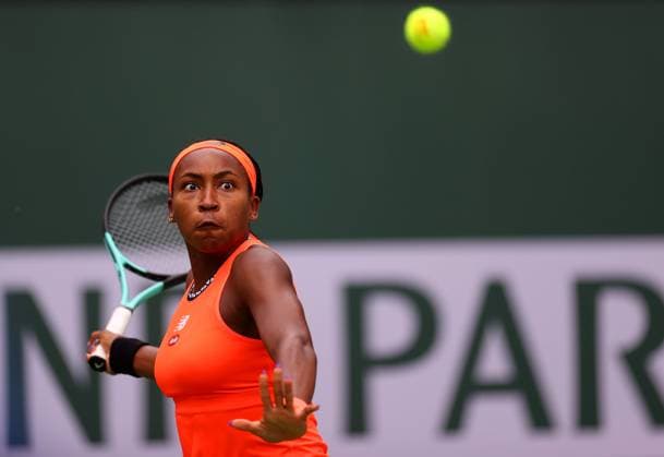 Sport Bilder des Tages Mandatory Credit: Photo by Ella Ling Shutterstock (13822021o) Coco Gauff of USA in action BNP Paribas Open, Tennis, Day 7, Indian Wells Tennis Garden, California, USA- 14 Mar 2023 BNP Paribas Open, Tennis, Day 7, Indian Wells Tennis Garden, California, USA- 14 Mar 2023  Copyright: xEllaxLing Shutterstockx 13822021o