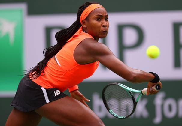 Mandatory Credit: Photo by Ella Ling Shutterstock (13822021af) Coco Gauff of USA in action BNP Paribas Open, Tennis, Day 7, Indian Wells Tennis Garden, California, USA- 14 Mar 2023 BNP Paribas Open, Tennis, Day 7, Indian Wells Tennis Garden, California, USA- 14 Mar 2023  Copyright: xEllaxLing Shutterstockx 13822021af
