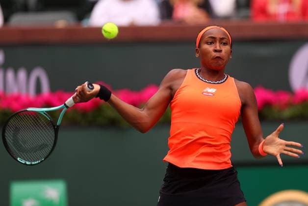 Mandatory Credit: Photo by Ella Ling Shutterstock (13822021ab) Coco Gauff of USA in action BNP Paribas Open, Tennis, Day 7, Indian Wells Tennis Garden, California, USA- 14 Mar 2023 BNP Paribas Open, Tennis, Day 7, Indian Wells Tennis Garden, California, USA- 14 Mar 2023  Copyright: xEllaxLing Shutterstockx 13822021ab