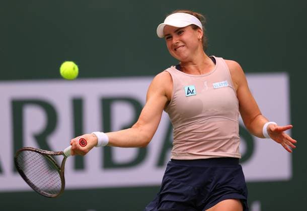 Mandatory Credit: Photo by Ella Ling Shutterstock (13822021z) Rebecca Peterson of Sweden in action BNP Paribas Open, Tennis, Day 7, Indian Wells Tennis Garden, California, USA- 14 Mar 2023 BNP Paribas Open, Tennis, Day 7, Indian Wells Tennis Garden, California, USA- 14 Mar 2023  Copyright: xEllaxLing Shutterstockx 13822021z