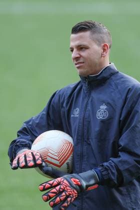 Union s goalkeeper Anthony Moris pictured during a training session of Belgian soccer team Royale Union Saint-Gilloise, Wednesday 15 March 2023 in Anderlecht, Brussels. Union is preparing for tomorrow s game against German Union Berlin, the return leg of the round of 16 of the UEFA Europa League competition, after a 3-3 draw result at the first leg. BRUNOxFAHY  x62985083x