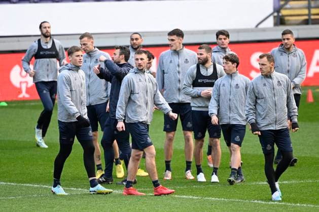ANDERLECHT, BELGIUM - MARCH 15 : Van Der Heyden Siebe defender of Union St-Gilloise pictured during a training session ahead of the UEFA Europa League round of 16, 2nd leg between Royal Union Saint-Gilloise and FC Union Berlin on March 15, 2023 in Anderlecht, Belgium, 15 03 2023 ( Royal Union Saint-Gilloise v Union Berlin - UEFA Europa League Media Activities 15 03 2023 PhotoNews Panoramic 