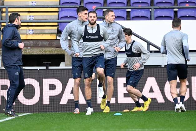 ANDERLECHT, BELGIUM - MARCH 15 : Nieuwkoop Bart defender of Union St-Gilloise pictured during a training session ahead of the UEFA Europa League round of 16, 2nd leg between Royal Union Saint-Gilloise and FC Union Berlin on March 15, 2023 in Anderlecht, Belgium, 15 03 2023 ( Royal Union Saint-Gilloise v Union Berlin - UEFA Europa League Media Activities 15 03 2023 PhotoNews Panoramic 
